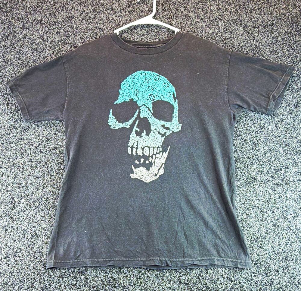 KR3W Skull Logo Graphic Men's Black Crew Neck Short Sleeve Cotton Knit Tee M